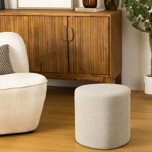 Sittpuff galet boucle Estria grå 39x39cm - Atmosphera inredningsdesigner - Grå