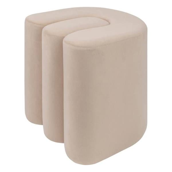 Pouf i sammet Bolan beige 40x40cm - Atmosphera inredningsdesign - Beige