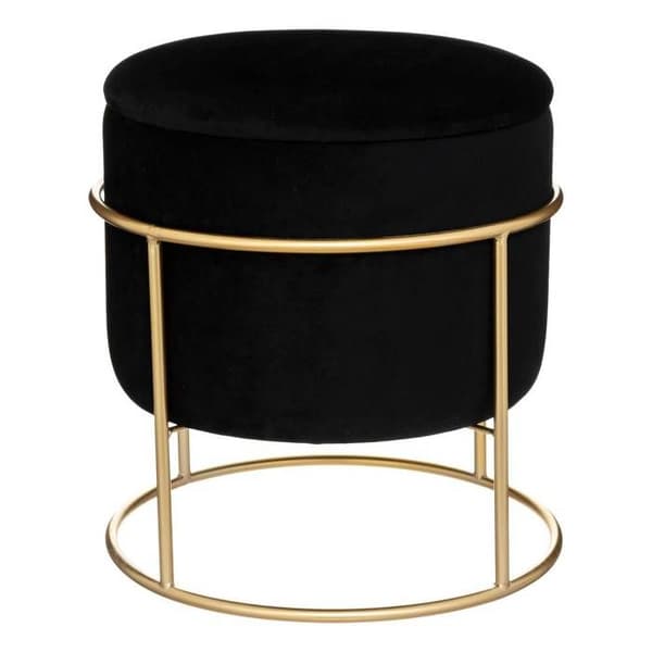 Förvaringspuff - Atmosphera - Svart Sammet - D 42 x H 44 cm - 1 plats - Modern