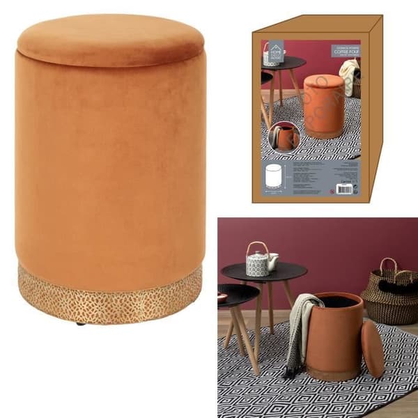 Coffert pouf - Mirage - Ocre - Trä - 40,5x29x29cm - 1 plats