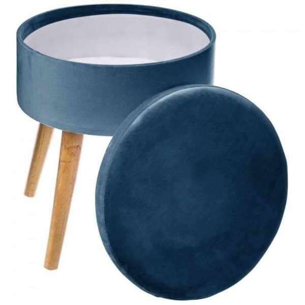 Poufs Taburett-kista - Mörkblå sammetseffekt - Vuxen