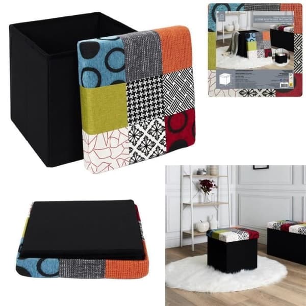 FALLOV POUF MED FOLDAT PATCHWORK