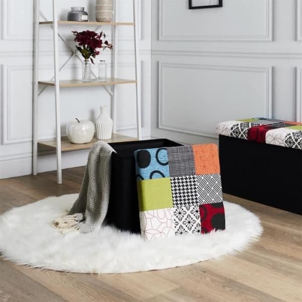 FALLOV POUF MED FOLDAT PATCHWORK