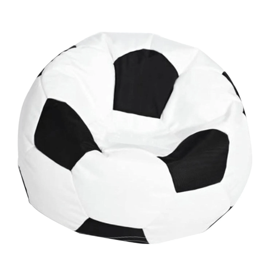 Lænestol - Bean Bag - Eco-Læder - Fodbold - Sort/Hvid