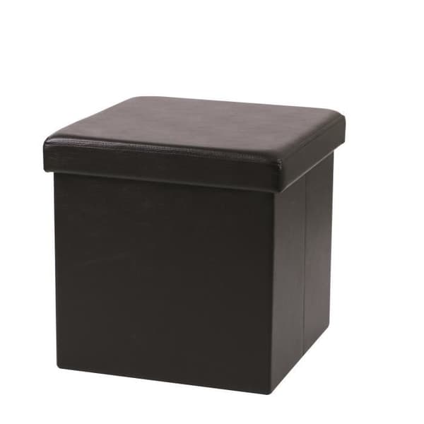 Fällbar förvaringspuff svart läderlook - Kontemporär - Design - 37,5x37,5x37,5cm