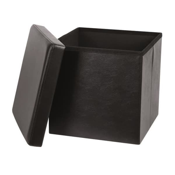Fällbar förvaringspuff svart läderlook - Kontemporär - Design - 37,5x37,5x37,5cm