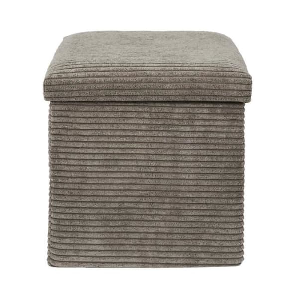 Pouf Förvaringspuff Fällbar Ribbad "Scott" 38cm Taupe