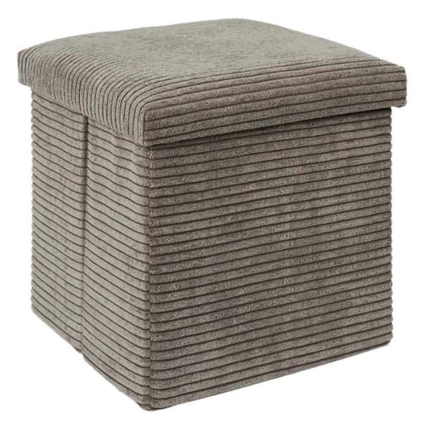 Pouf Förvaringspuff Fällbar Ribbad "Scott" 38cm Taupe
