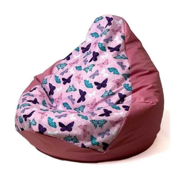 Go Gift Sako puffpåse Mörkrosa päron-fjärilstryck XL 130 x 90 cm - 5905359299608