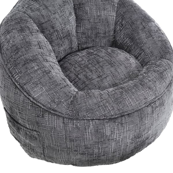 Bean Bag Stolar för Vuxna med Högtrycksskum och Polstrad Skumkudde – Lazy Sofa Stol med Fotpall, Komprimerad och Bekväm i Grå Färg