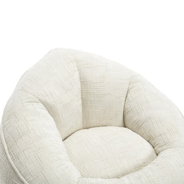 Sækkestol Sofastol med Fodskammel – Komprimeret Memory Foam Fyld, Ergonomisk Design til Voksne, Blød Chenille, Beige