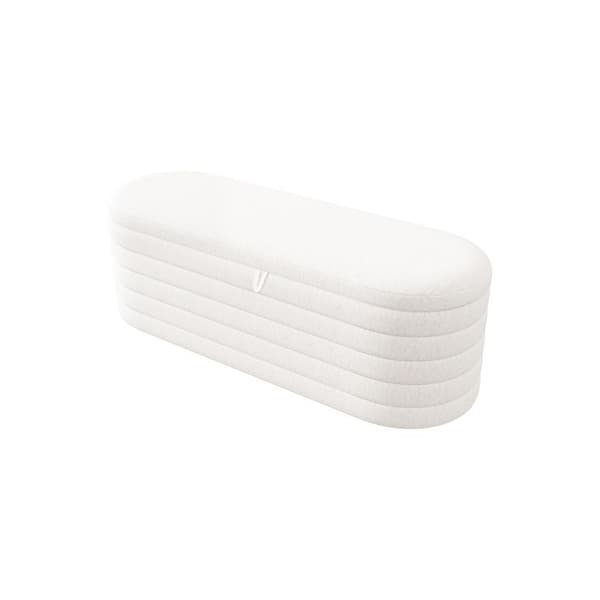 Soffa-säng och puff med förvaringsutrymme 120 x 40 cm, vadderad puff med förvaringsutrymme, vit