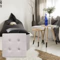 Miniatyrbild 4 av 4: Fyrkantig hopfällbar förvaringspufflåda i beige mocka - Home Deco Factory HD3419