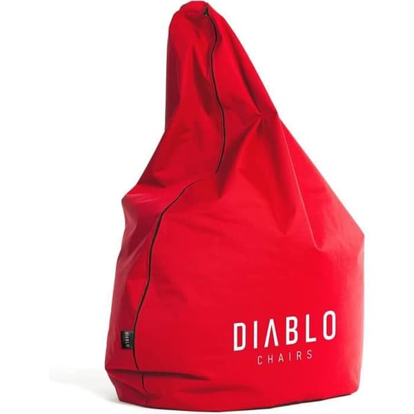Diablo Pouf Poire Gaming XXL Sittpuff med Fyllning för Vuxna med EPS Polyesterkulor 110 cm x 100 cm (Röd)