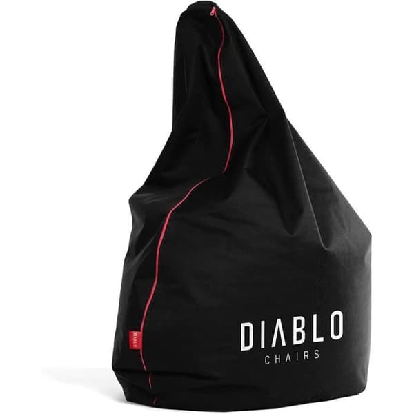 Diablo Pouf Poire Gaming XXL Beanbag Pouf med fyllning för vuxna med EPS-polymerpärlor 110 cm x 100 cm (Svart)