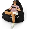 Miniatyrbild 1 av 4: Diablo Pouf Poire Gaming XXL Beanbag Pouf med fyllning för vuxna med EPS-polymerpärlor 110 cm x 100 cm (Svart)