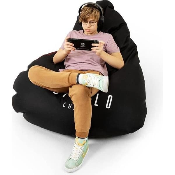 Diablo Pouf Poire Gaming XXL Beanbag Pouf med fyllning för vuxna med EPS-polymerpärlor 110 cm x 100 cm (Svart)
