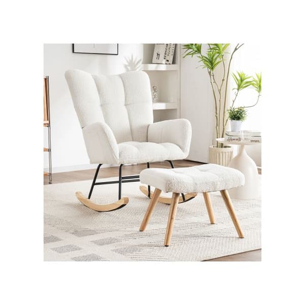 Ergonomisk gungstol vit, höjd 92 cm, sitthöjd 65 cm - med puff (49*38*38 cm)