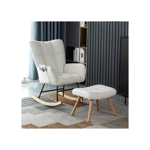 Ergonomisk gungstol vit, höjd 92 cm, sitthöjd 65 cm - med puff (49*38*38 cm)