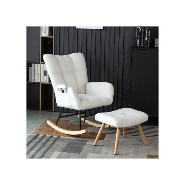 Ergonomisk gungstol vit, höjd 92 cm, sitthöjd 65 cm - med puff (49*38*38 cm)