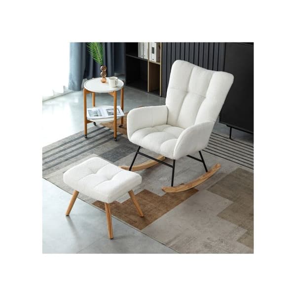 Ergonomisk gungstol vit, höjd 92 cm, sitthöjd 65 cm - med puff (49*38*38 cm)