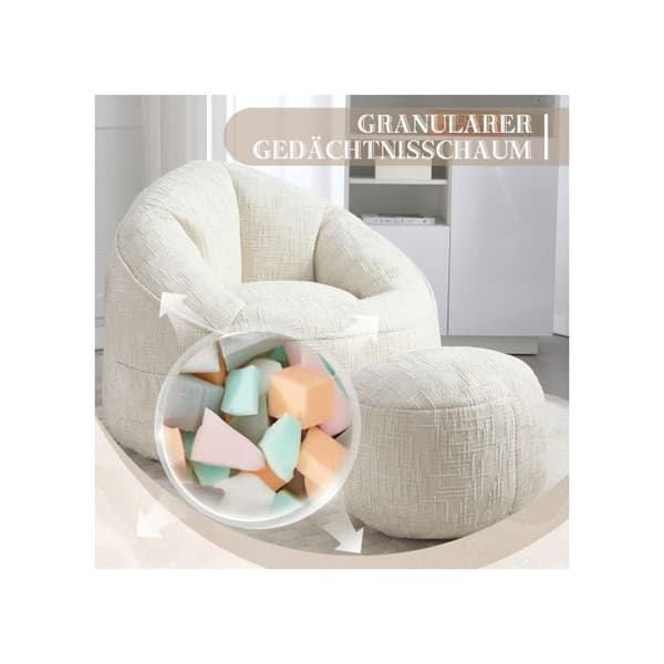 Hocker soffa stol högtrycksskum hocker vuxenmaterial med komprimerad skumkuddar hocker med fotstöd (beige)