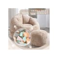 Miniatyrbild 3 av 6: Pouf Soffa Stol Tryckluftspuff Vuxenmaterial med komprimerad skumvaddering Puff med fotstöd (Kaki)