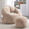 Miniatyrbild 6 av 6: Pouf Soffa Stol Tryckluftspuff Vuxenmaterial med komprimerad skumvaddering Puff med fotstöd (Kaki)