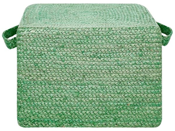 Jutepuff 45 x 45 x 30 cm grön DHADAR Lumarko!