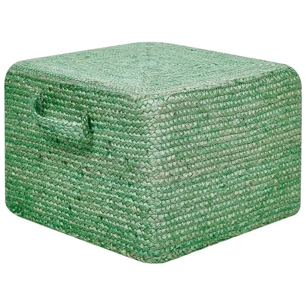 Jutepuff 45 x 45 x 30 cm grön DHADAR Lumarko!