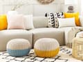 Miniatyrbild 2 av 7: Sittpuff 50 x 35 cm gulbeige CONRAD Lumarko!