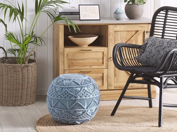 Macrame-pouffe 40 cm sininen KAYSERI Lumarko!