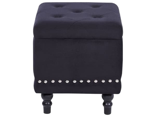 Sittpuff i sammet med förvaring 37 x 37 x 40 cm svart LORETTO Lumarko!