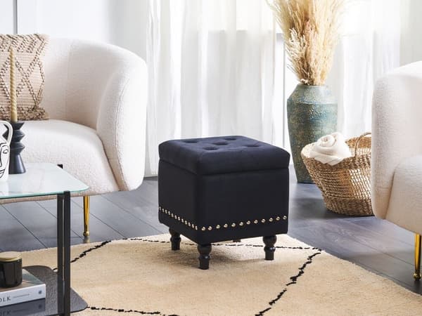 Sittpuff i sammet med förvaring 37 x 37 x 40 cm svart LORETTO Lumarko!
