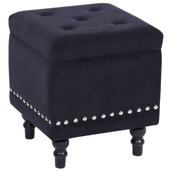 Sittpuff i sammet med förvaring 37 x 37 x 40 cm svart LORETTO Lumarko!