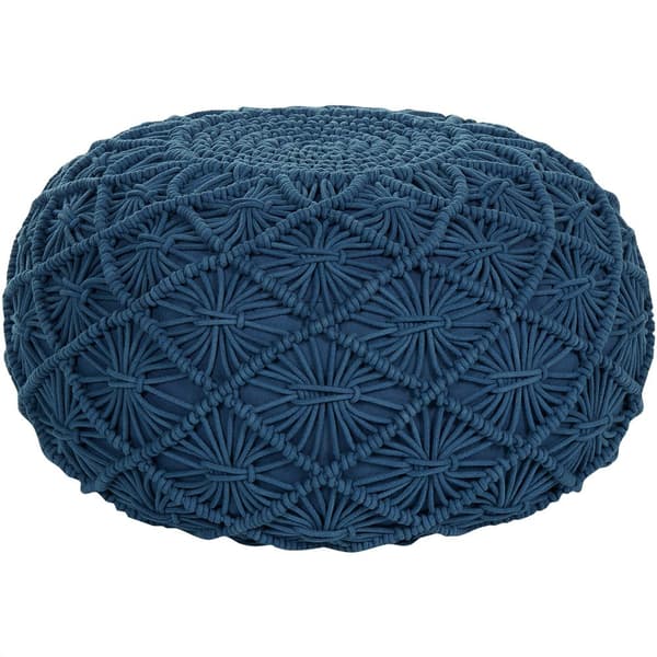 Makrame puf 50 cm marineblå BERKANE Lumarko!