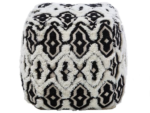 Puf 45 x 45 x 45 cm sort og hvid ORAI Lumarko!