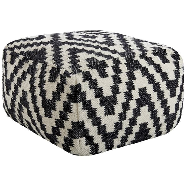 Uldpuf 56 x 56 x 32 cm sort og hvid KNIDOS Lumarko!