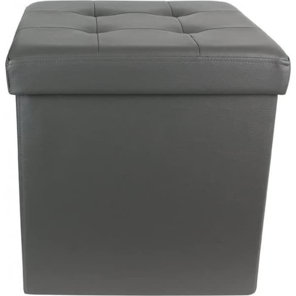 Ottoman Square vikbar förvaringslåda i grå konstläder - Home Deco Factory HD3401