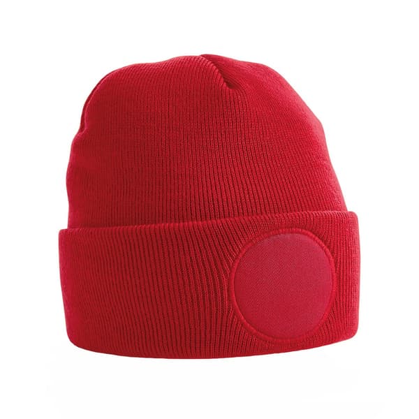 Beechfield Unisex Circular Patch Cuffed Beanie Classic Red One Size