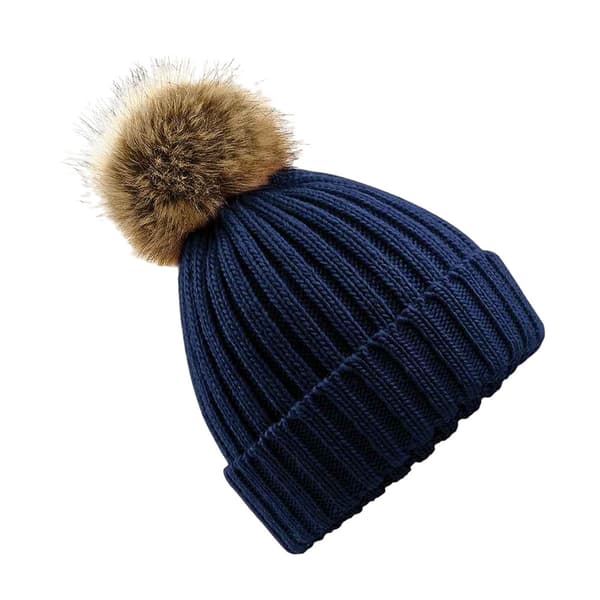 Beechfield Unisex pels Pop Pom Chunky Beanie