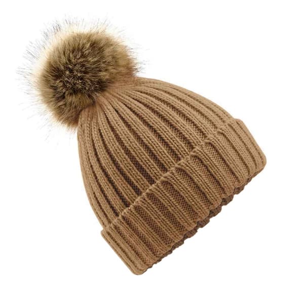 Beechfield Unisex pels Pop Pom Chunky Beanie