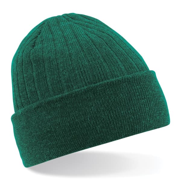 Beechfield Thinsulate Thermal Winter / Ski Beanie Hat Bottle Green One Size
