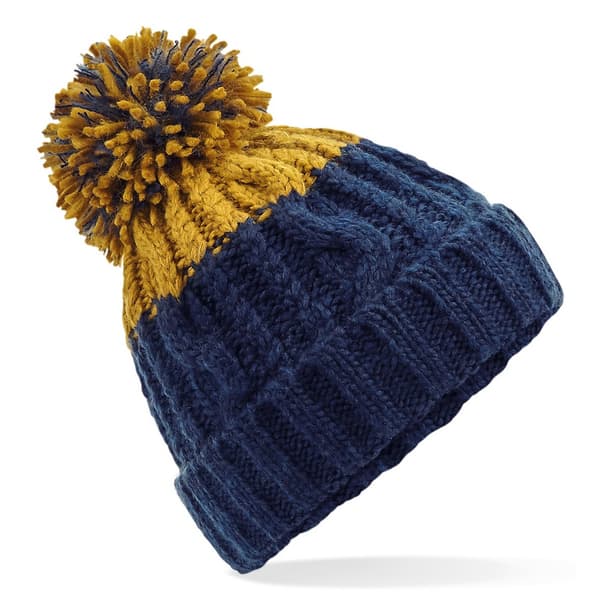 Beechfield Unisex vuxen Apres Mudd Beanie med mudd Oxford Navy/Mustard One Size