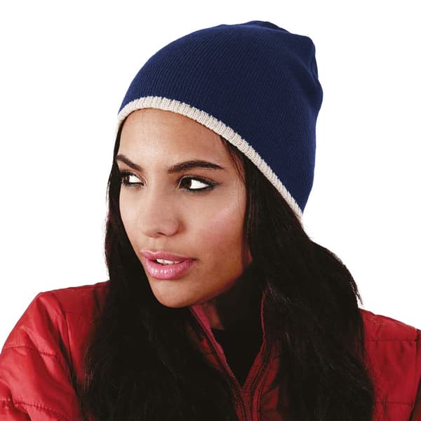Beechfield Unisex Two-Tone Knitted Winter Beanie Hat