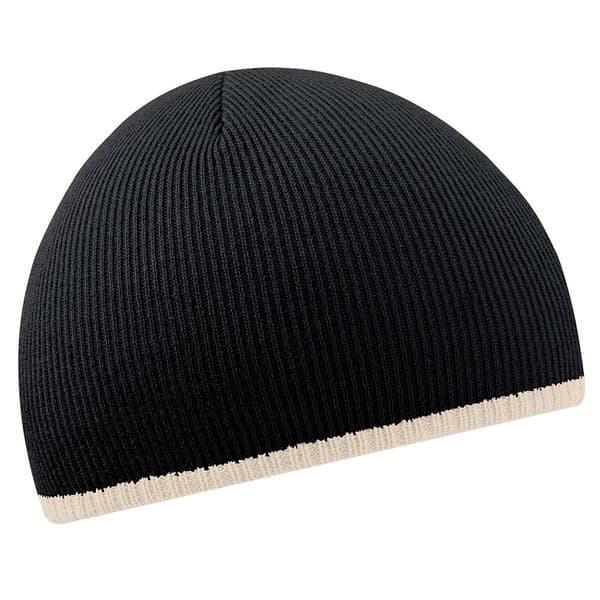 Beechfield Unisex tvåfärgad stickad vintermössa Black/Stone One Size