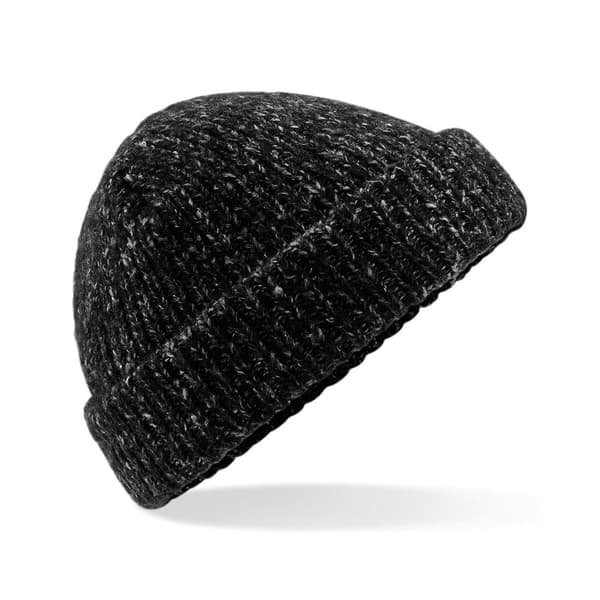 Beechfield Unisex vuxen Glencoe stickad vintermössa för vuxna Black Fleck One Size