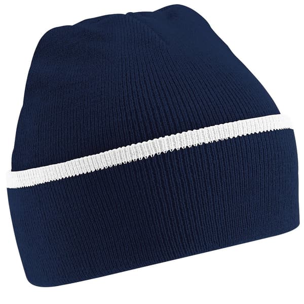 Beechfield Unisex Knitted Winter Beanie Hat French Navy/White One Size