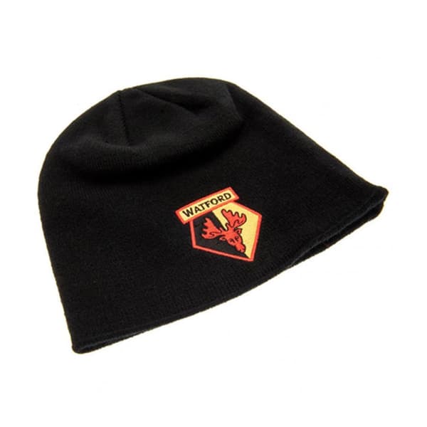 Watford FC Unisex Knitted Beanie Hat Black One Size