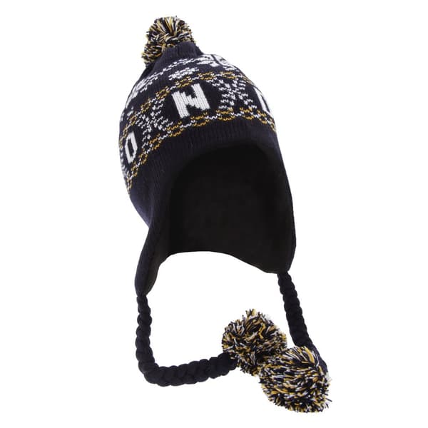 Unisex Fairisle Pattern London Peruvian Winter Hat Navy One Size